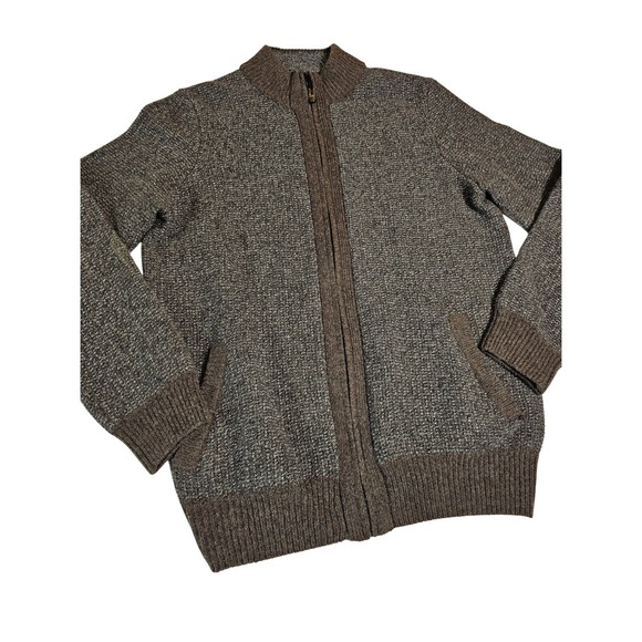 Joseph Abboud Other - Joseph Abboud Mens Wool Blend Full Zip‎ Sweater Jacket Brown Marled Mock Neck L